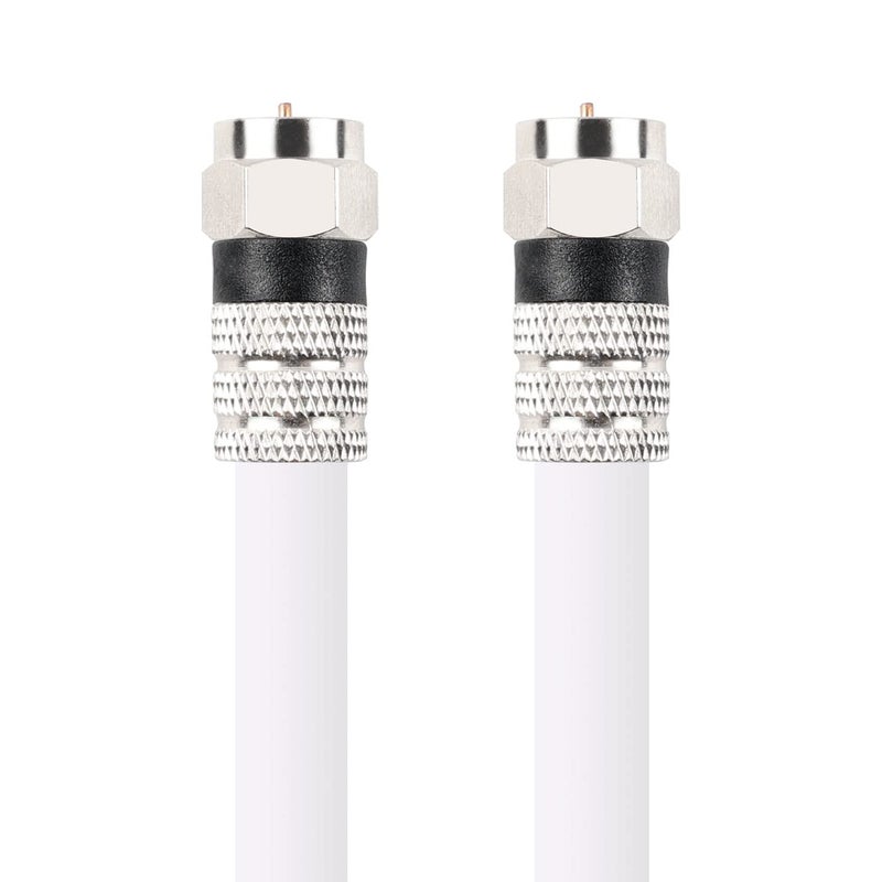 Postta Digital Coaxial Cable(10 Feet) Quad Shielded White RG6 Cable with F-Male Connectors - Image 1